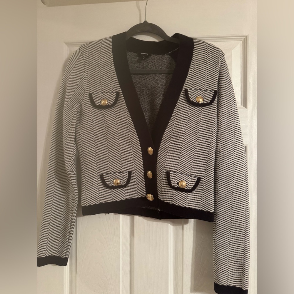 Express Black and White Knit Blazer